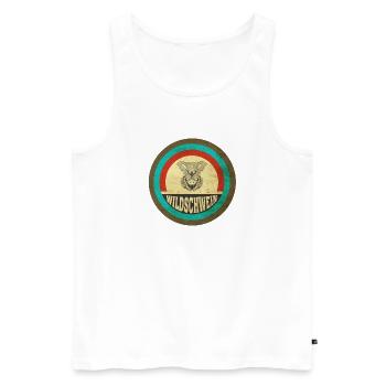 Wildschwein Vintage Design - Männer Premium Bio Tank Top - Weiß - Vorne - Michal (187cm)