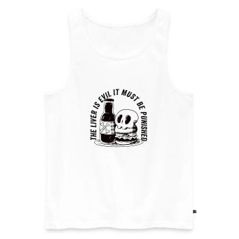 The liver is evil and is punished - Men's Premium Organic Tank Top - white - Front - AI Model Male 178 light (178cm)