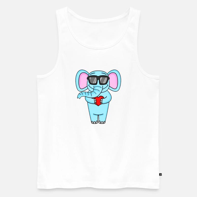 Elefant mit Sonnenbrille und Herz - Männer Premium Bio Tank Top - Weiß