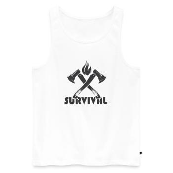 survival icon axe fire lumberjack logo icon - Men's Premium Organic Tank Top - white - Front - AI Model Male 178 light (178cm)