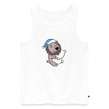 Bébé Lion - Débardeur bio Premium Homme - blanc - Devant - AI Model Male 178 light (178cm)