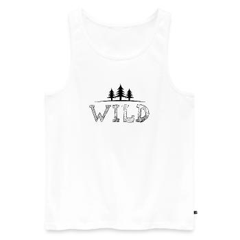 Icône de symbole de forêt extérieure Wild Survival Bushcraft - Débardeur bio Premium Homme - blanc - Devant - Michal (187cm)
