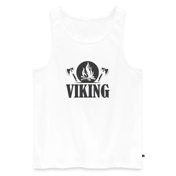viking wikinger Symbol Axt Symbol Feuer Grafik - Männer Premium Bio Tank Top - Weiß - Vorne - AI Model Male 178 light (178cm)