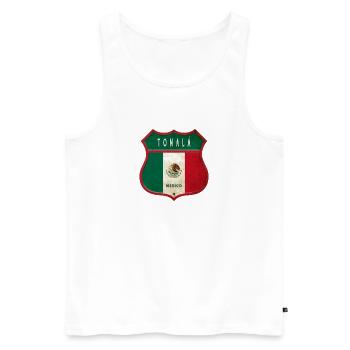Motif de l'écusson Tonalá Mexico - Débardeur bio Premium Homme - blanc - Devant - AI Model Male 178 light (178cm)