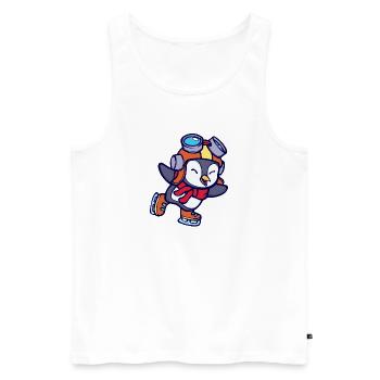 Cool Mignon Pingouin Animal Oiseau Patinage sur glace Froid - Débardeur bio Premium Homme - blanc - Devant - Michal (187cm)