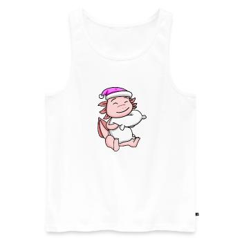 Axolotl avec oreiller et bonnet de couchage - Débardeur bio Premium Homme - blanc - Devant - Michal (187cm)