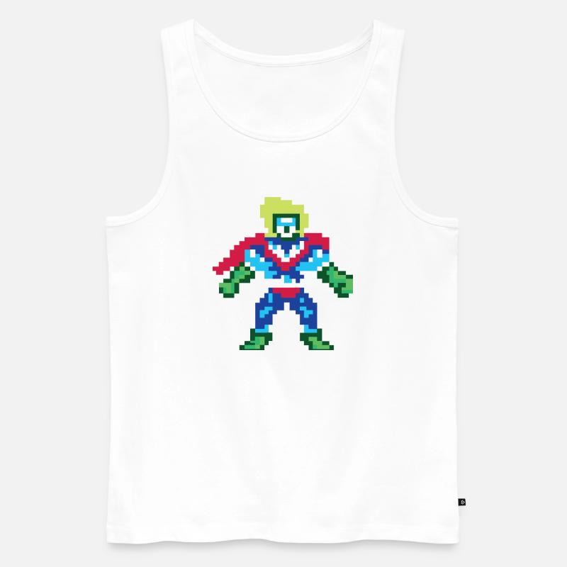 Pixel Art Superheld – Männlicher Held - Männer Premium Bio Tank Top - Weiß