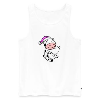 Cow with pillow and sleeping cap - Men's Premium Organic Tank Top - white - Front - Michal (187cm)
