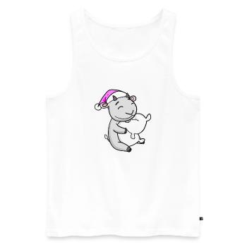 Ziege mit Kissen und Schlafmütze - Männer Premium Bio Tank Top - Weiß - Vorne - Michal (187cm)