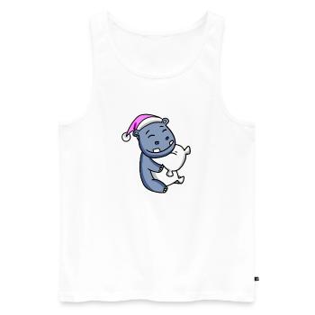 Hippo with pillow and sleeping cap - Men's Premium Organic Tank Top - white - Front - Michal (187cm)