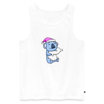 Koala with pillow and sleeping cap - Men's Premium Organic Tank Top - white - Front - AI Model Male 178 light (178cm)