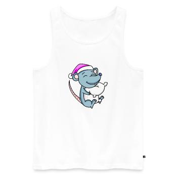 Souris avec oreiller et bonnet de couchage - Débardeur bio Premium Homme - blanc - Devant - Michal (187cm)