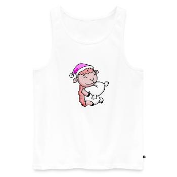 Sheep with pillow and sleeping cap - Men's Premium Organic Tank Top - white - Front - Michal (187cm)