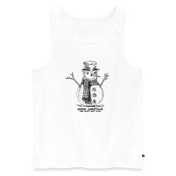 Schneemann Frohe Weihnachten - Männer Premium Bio Tank Top - Weiß - Vorne - Michal (187cm)