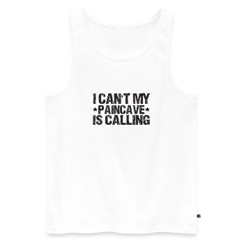 I Can't My Paincave Is Calling Triathlon - Men's Premium Organic Tank Top - white - Front - AI Model Male 178 light (178cm)