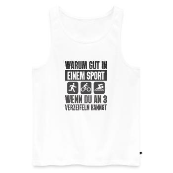 Warum Gut In Einem Sport Triathlon - Männer Premium Bio Tank Top - Weiß - Vorne - Michal (187cm)