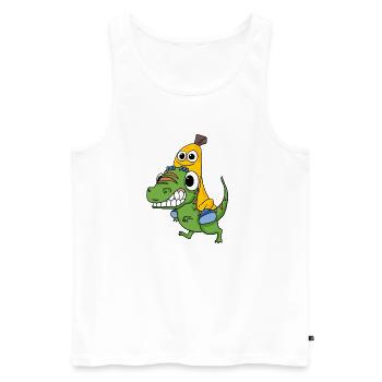 Dinosaures et bananes - Débardeur bio Premium Homme - blanc - Devant - AI Model Male 178 light (178cm)
