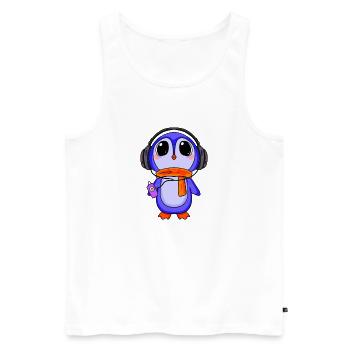 Penguin écoute de la musique - Débardeur bio Premium Homme - blanc - Devant - Michal (187cm)