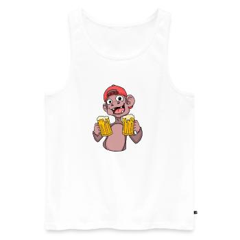 Affe mit Biergläser - Männer Premium Bio Tank Top - Weiß - Vorne - AI Model Male 178 light (178cm)