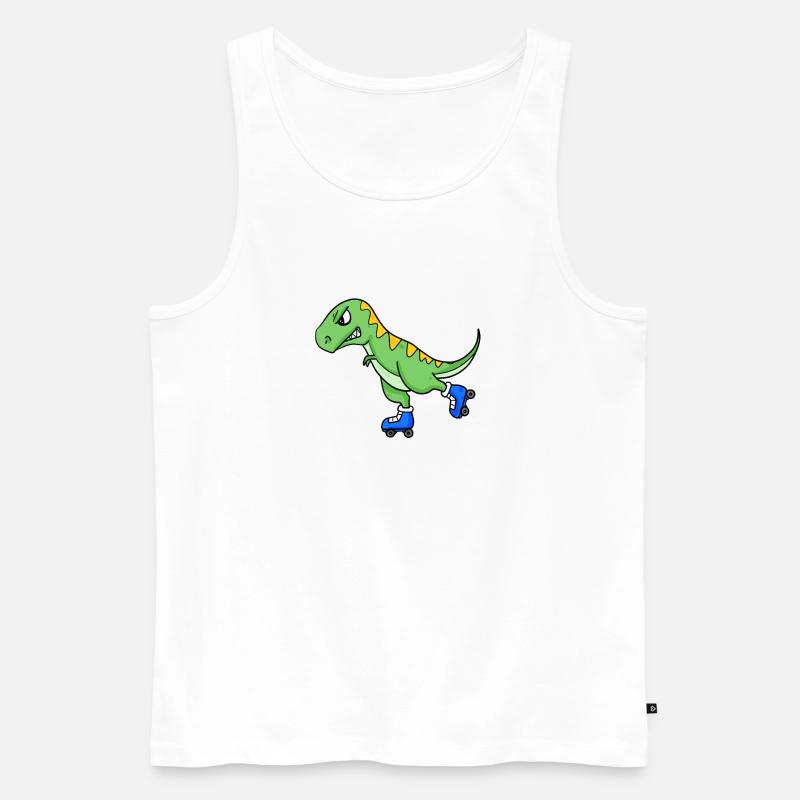 Dinosaurier Skating - Männer Premium Bio Tank Top - Weiß