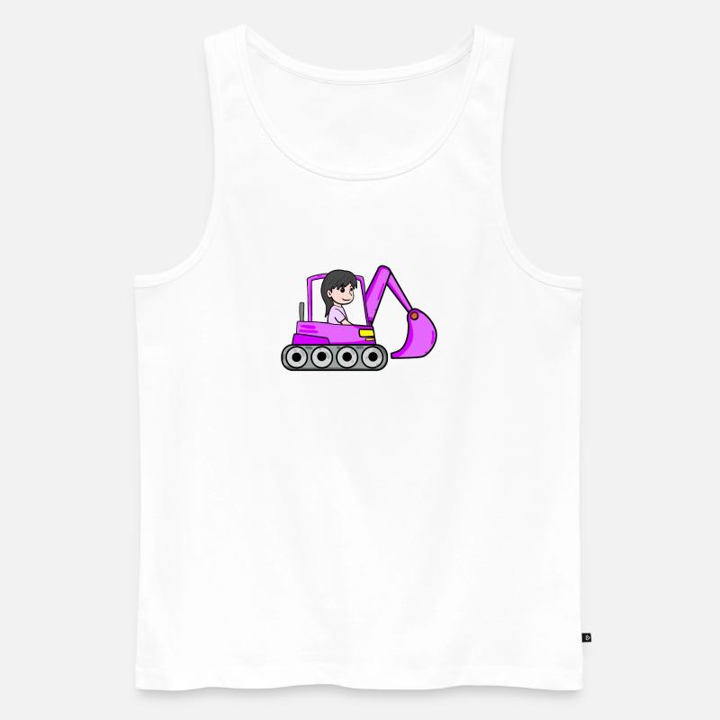 Rosa Bagger Mädchen - Männer Premium Bio Tank Top - Weiß