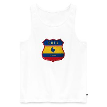 Design des armoiries de Chia Colombia - Débardeur bio Premium Homme - blanc - Devant - AI Model Male 178 light (178cm)