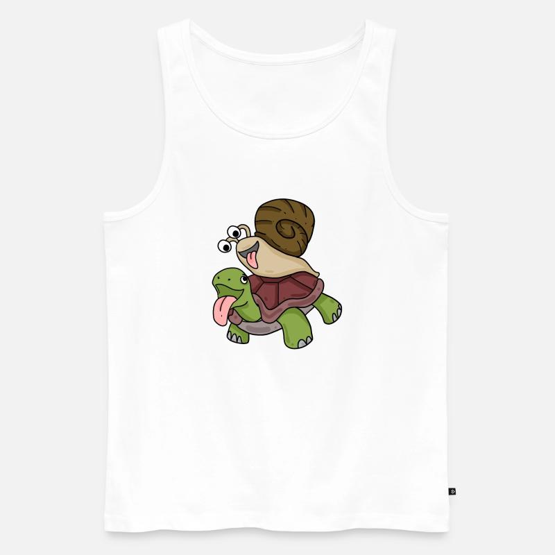 Schildkröte und Schnecke - Männer Premium Bio Tank Top - Weiß