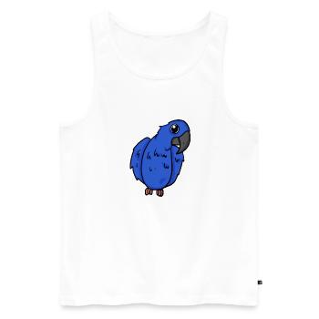 Oiseau perroquet d’ara jacinthe - Débardeur bio Premium Homme - blanc - Devant - AI Model Male 178 light (178cm)