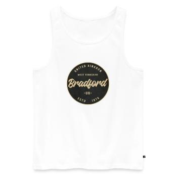 Bradford Vintage Circular Badge - Männer Premium Bio Tank Top - Weiß - Vorne - AI Model Male 178 light (178cm)