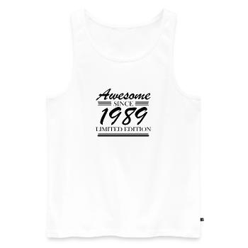 1989 - Born 1989 - Men's Premium Organic Tank Top - white - Front - AI Model Male 178 light (178cm)