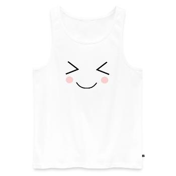 Visage Kawaii Drôle - Débardeur bio Premium Homme - blanc - Devant - Michal (187cm)