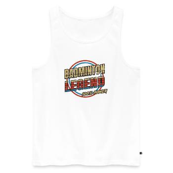Badminton Legend - Men's Premium Organic Tank Top - white - Front - AI Model Male 178 light (178cm)