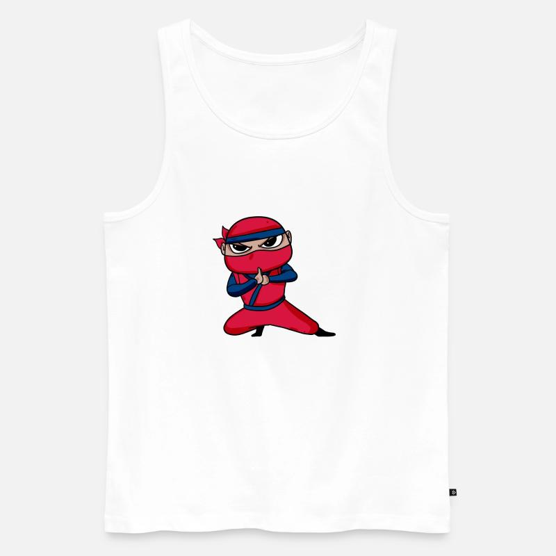 Ninja Rot - Männer Premium Bio Tank Top - Weiß