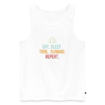 Essen. Schlafen. Trailrunning. Wiederholen. - Männer Premium Bio Tank Top - Weiß - Vorne - Michal (187cm)