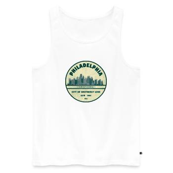 Philadelphia Skyline Abzeichen - Männer Premium Bio Tank Top - Weiß - Vorne - Michal (187cm)