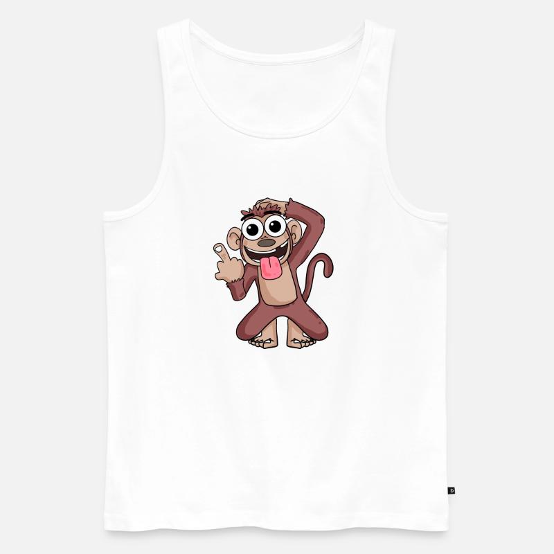 Affe, der Mittelfinger zeigt - Männer Premium Bio Tank Top - Weiß