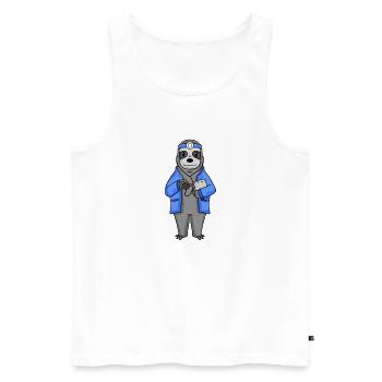 Sloth Doctor Veterinarian - Men's Premium Organic Tank Top - white - Front - Michal (187cm)