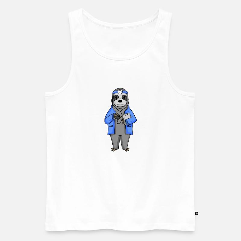 Faultier Arzt Tierarzt - Männer Premium Bio Tank Top - Weiß