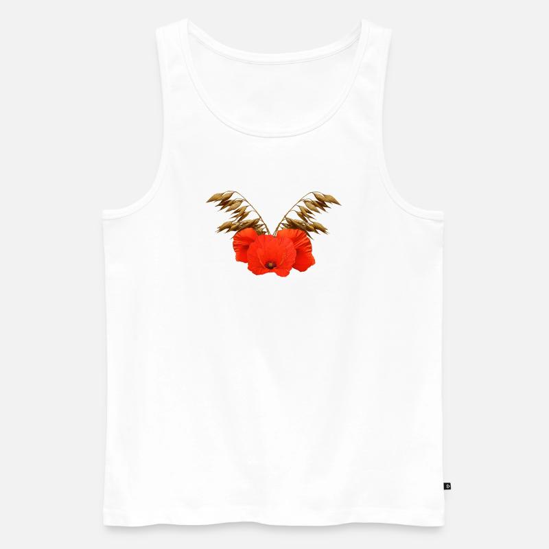 ländliche blumenmuster, Mohnmuster mit Hafer - Männer Premium Bio Tank Top - Weiß