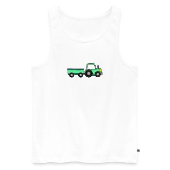 Tracteur avec remorque - Débardeur bio Premium Homme - blanc - Devant - AI Model Male 178 light (178cm)