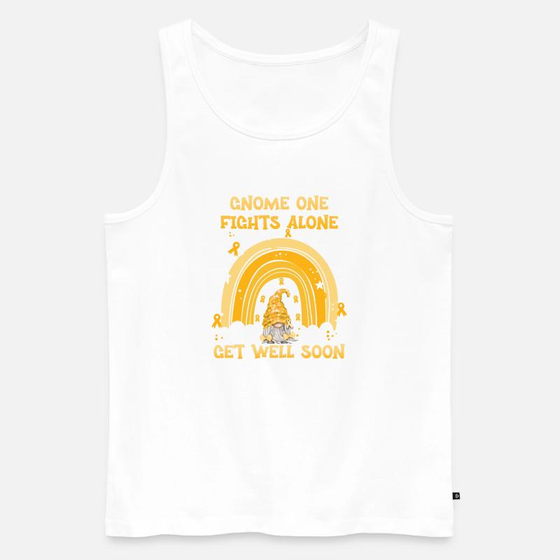 Gnome One Fights Alone Blinddarmkrebs - Männer Premium Bio Tank Top - Weiß