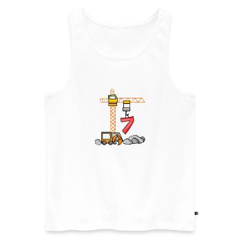 7. Geburtstag 7 Jahre Kran Baustelle Bagger Junge - Männer Premium Bio Tank Top - Weiß - Vorne - Michal (187cm)