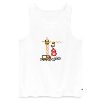 8th birthday 8 years crane construction site boy - Men's Premium Organic Tank Top - white - Front - Michal (187cm)
