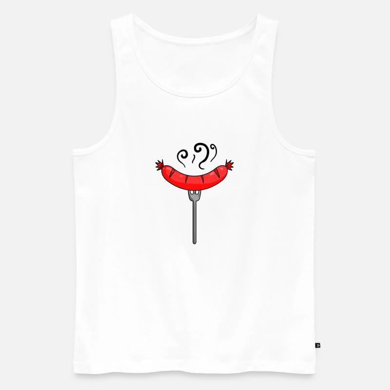 Wurst Currywurst Fleisch Bratwurst Grillwurst - Männer Premium Bio Tank Top - Weiß