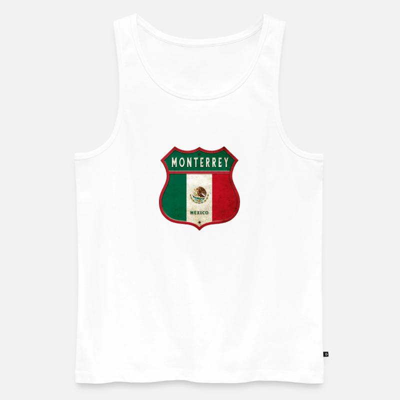 Monterrey Mexiko Wappen Design - Männer Premium Bio Tank Top - Weiß