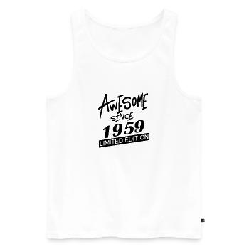 1959 - Jahrgang 1959 - Männer Premium Bio Tank Top - Weiß - Vorne - AI Model Male 178 light (178cm)