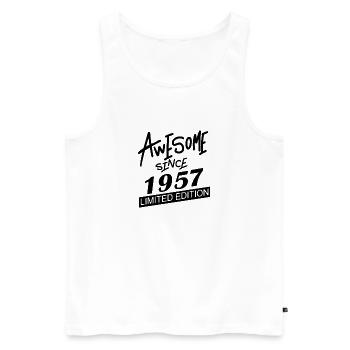 1957 - Jahrgang 1957 - Männer Premium Bio Tank Top - Weiß - Vorne - AI Model Male 178 light (178cm)
