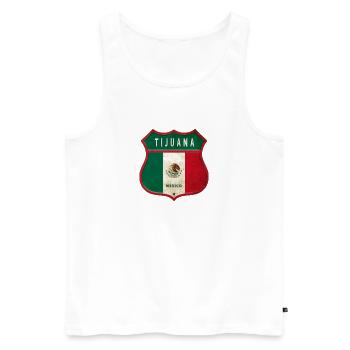 Conception des armoiries de Tijuana au Mexique - Débardeur bio Premium Homme - blanc - Devant - AI Model Male 178 light (178cm)