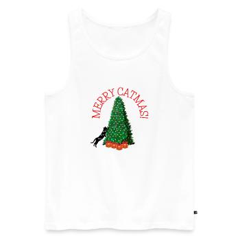 Merry Catmas! - Funny Christmas Cat - Männer Premium Bio Tank Top - Weiß - Vorne - Michal (187cm)