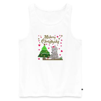 Kultiger Wolf hat Weihnachten Schaf unterm Baum - Männer Premium Bio Tank Top - Weiß - Vorne - AI Model Male 178 light (178cm)
